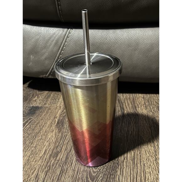 Starbucks Multi-Colors Geometric Stainless Steel Cold Cup 16 Oz. 2014. Preowned - Picture 4 of 10